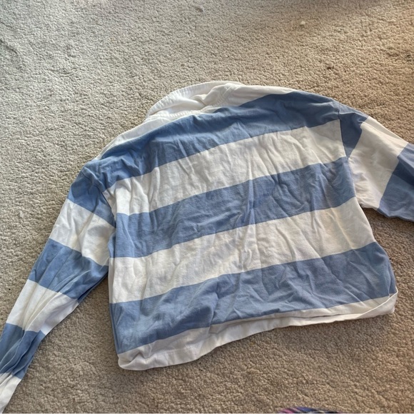 blue and white striped polo long sleeve - Picture 6 of 6